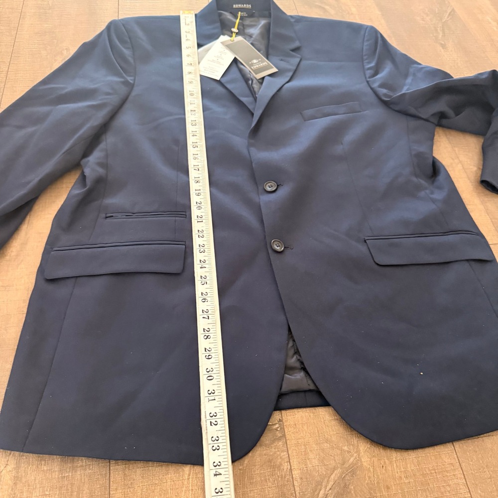 NWT Edwards Suit Jacket Mens 48 R Navy Blue Wool Blend Russel Comfort Stretch - Picture 8 of 13